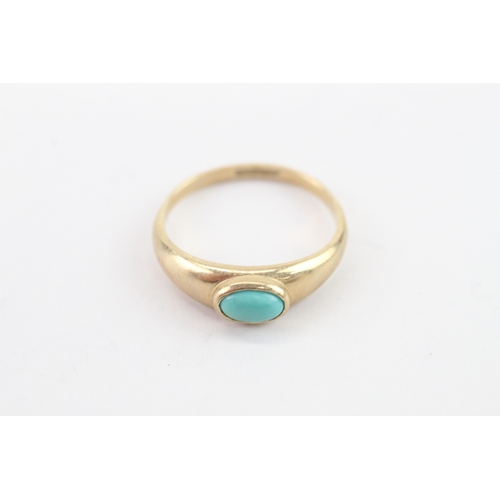 58 - 9ct gold vintage turquoise stone set ring (1.6g) Size L