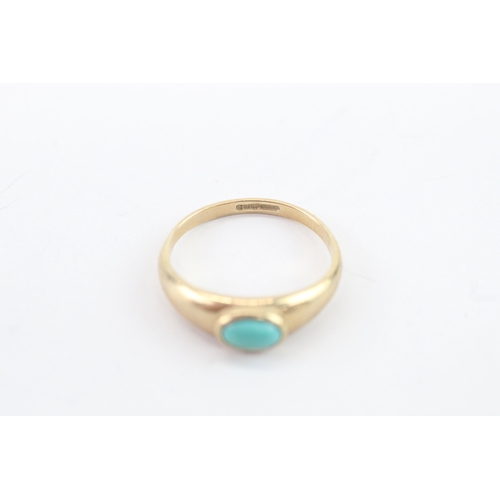 58 - 9ct gold vintage turquoise stone set ring (1.6g) Size L