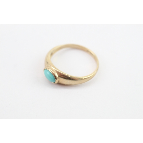 58 - 9ct gold vintage turquoise stone set ring (1.6g) Size L