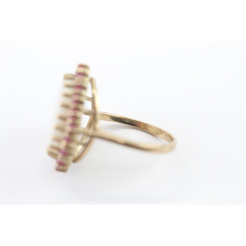 59 - 9ct gold opal and ruby halo statement ring (4.95g) Size P