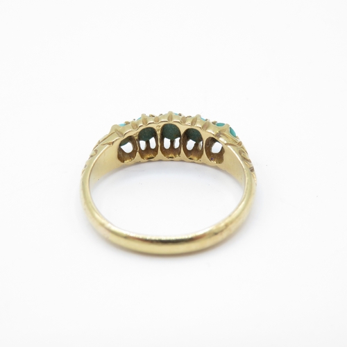 1 - 18ct gold antique turquoise five stone ring (2.9g) Size J