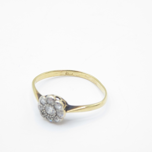 22 - 18ct gold diamond cluster ring (1.9g) misshapen Size M