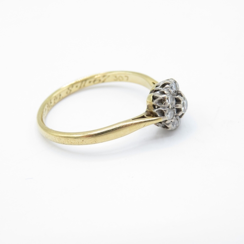 3 - 18ct gold vintage diamond cluster ring (2.5g) Size O