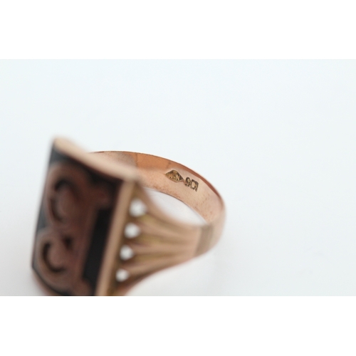 3 - Antique 9ct rose gold gothic 