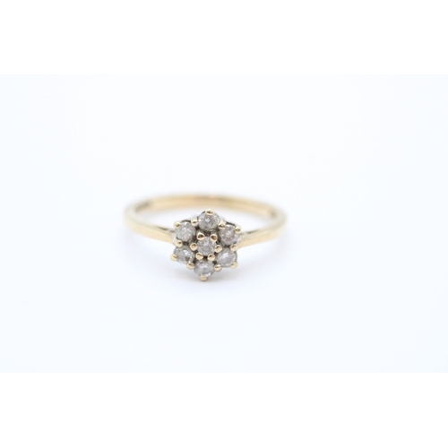 34 - 9ct gold diamond set cluster ring (2.2g) Size M