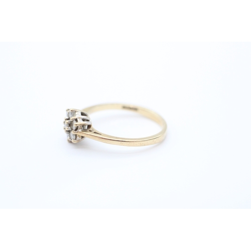 34 - 9ct gold diamond set cluster ring (2.2g) Size M