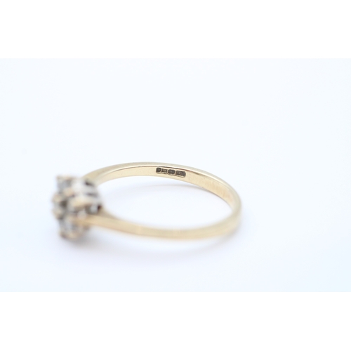 34 - 9ct gold diamond set cluster ring (2.2g) Size M