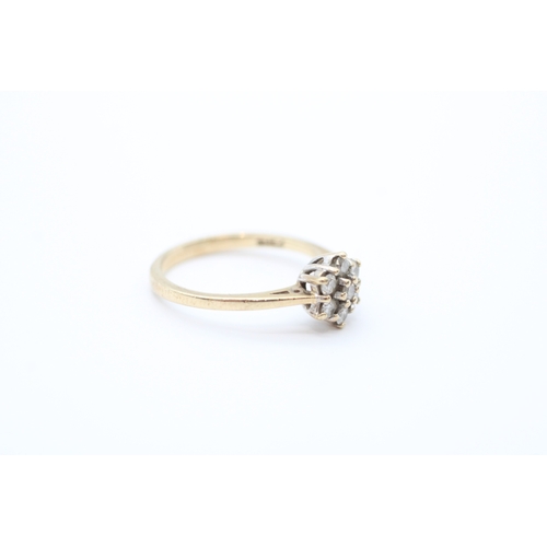 34 - 9ct gold diamond set cluster ring (2.2g) Size M