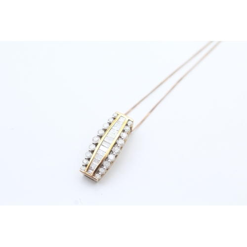 36 - 9ct gold vari-cut diamond set pendant necklace (2.2g)