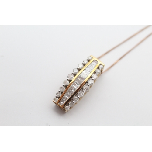 36 - 9ct gold vari-cut diamond set pendant necklace (2.2g)