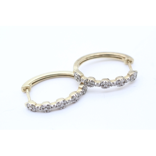 45 - 9ct gold diamond stone set hoop earrings (4g)