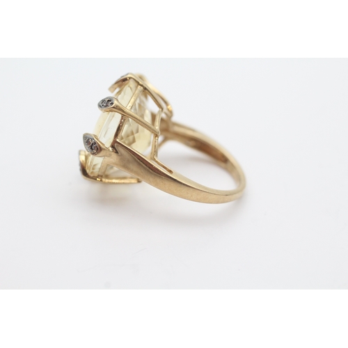 47 - 9ct gold citrine and red gems set cocktail ring (6.6g) Size J 1/2