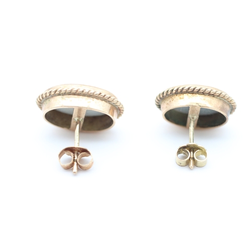 6 - 9ct gold opal set large stud earrings (4.3g)