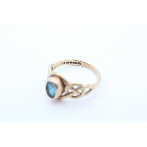 1 - 9ct gold blue topaz Clogau ring (2.7g) Size M