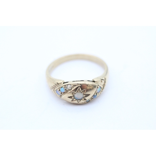 13 - 9ct gold opal set dress ring (3.2g) Size N 1/2