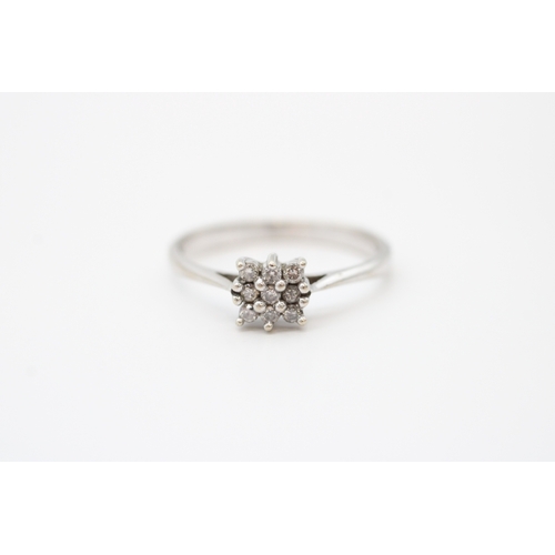 23 - 9ct white gold diamond set cluster ring (2.3g) Size R 1/2