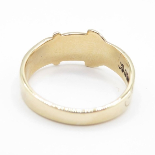 10 - 9ct gold vintage buckle ring - as seen (2.9g) Size M 1/2