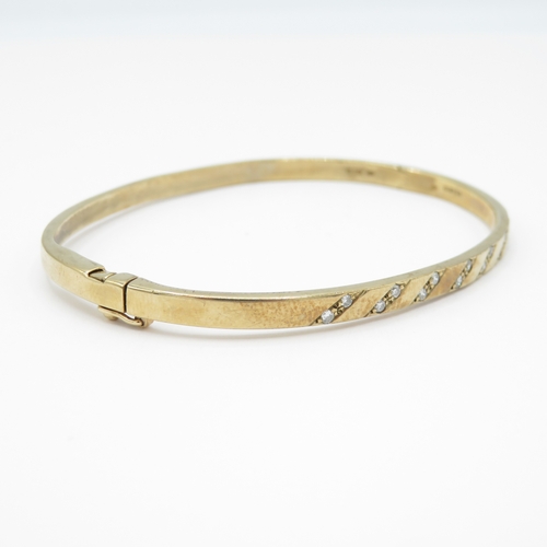 2 - 9ct gold diamond bangle Birmingham 1989 (10g)