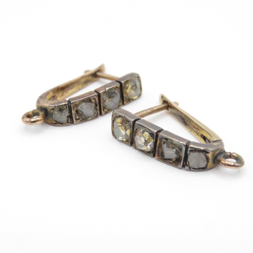 41 - Antique 9ct Gold rose cut diamond set earring mounts (3.3g)