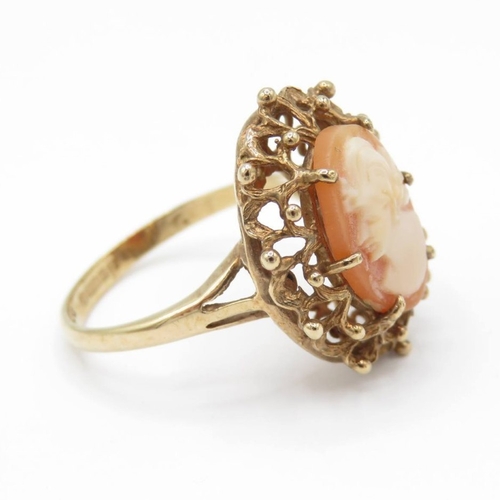 6 - 9ct gold cameo ring (3.2g) Size L