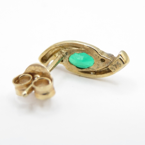 9 - 2 x 9ct gold earrings inc hoops and diopside studs (1.4g)