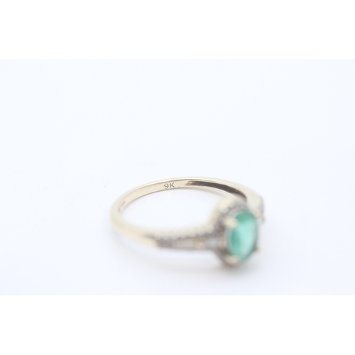 20 - 9ct gold diamond and emerald set dress ring (1.9g) Size N 1/2