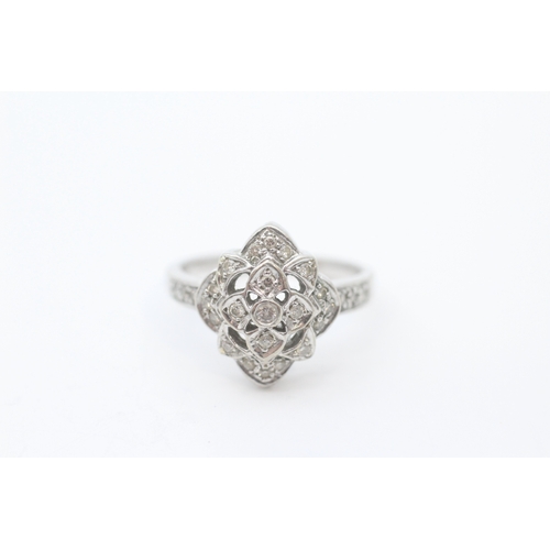 22 - 9ct white gold diamond set dress ring (3.9g) Size O