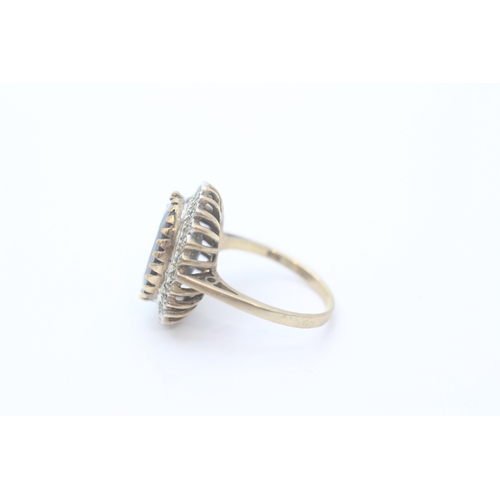 26 - Vintage 9ct gold sapphire and diamond set cocktail ring (4.8g) Size M