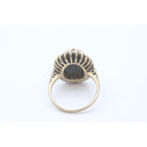 26 - Vintage 9ct gold sapphire and diamond set cocktail ring (4.8g) Size M