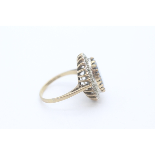 26 - Vintage 9ct gold sapphire and diamond set cocktail ring (4.8g) Size M