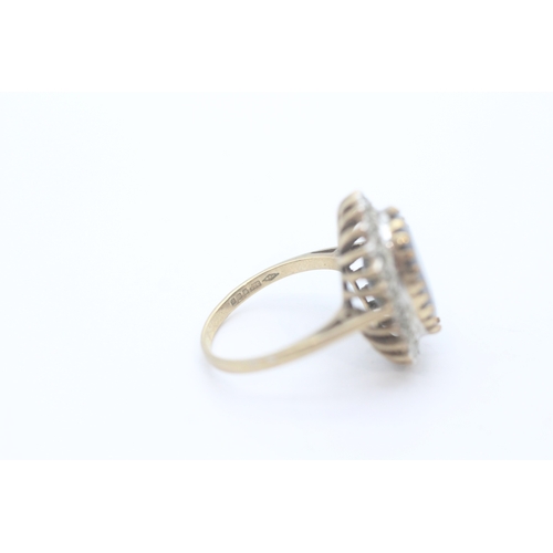 26 - Vintage 9ct gold sapphire and diamond set cocktail ring (4.8g) Size M