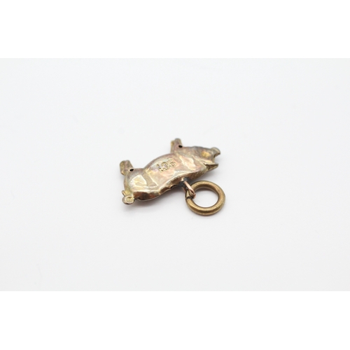 34 - 9ct gold antique pig pendant A.F - visible solder on bail (0.5g)
