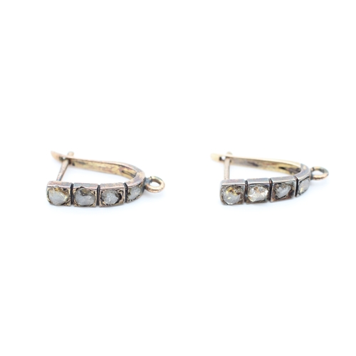 41 - Antique 9ct Gold rose cut diamond set earring mounts (3.3g)