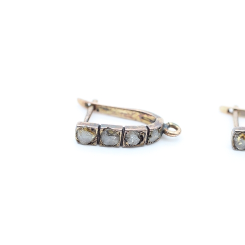 41 - Antique 9ct Gold rose cut diamond set earring mounts (3.3g)
