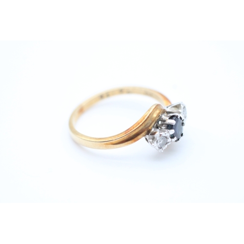43 - 9ct gold diamond and sapphire set trilogy ring (2.8g) Size N