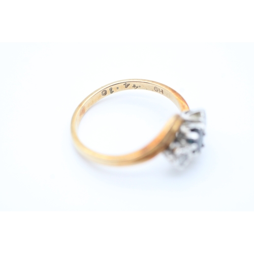 43 - 9ct gold diamond and sapphire set trilogy ring (2.8g) Size N