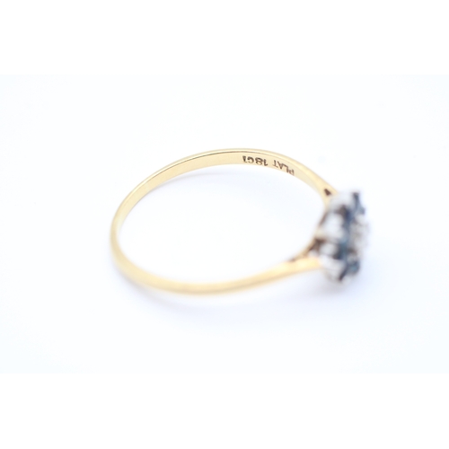 44 - Vintage 18ct gold diamond and sapphire set cluster ring (2.4g) Size R