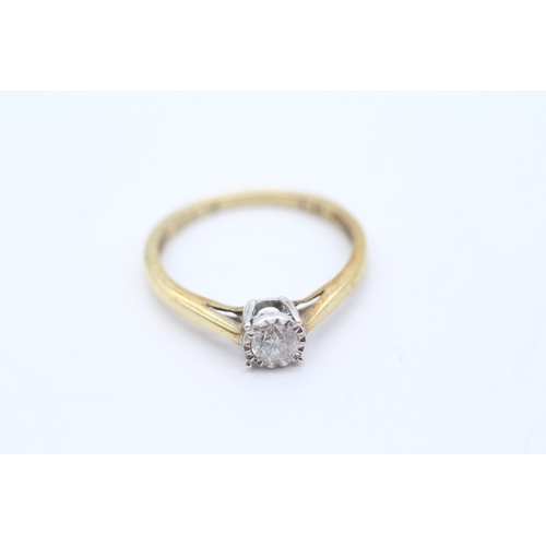 49 - 9ct gold diamond set solitaire ring (1.5g) Size M