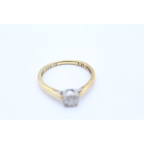 49 - 9ct gold diamond set solitaire ring (1.5g) Size M