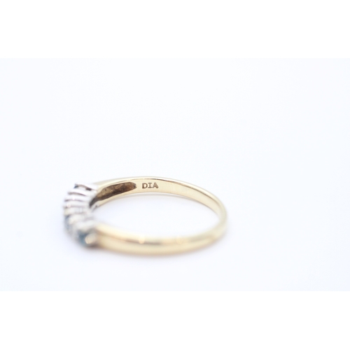 54 - 9ct gold diamond and blue topaz set eternity ring (1.8g) Size M