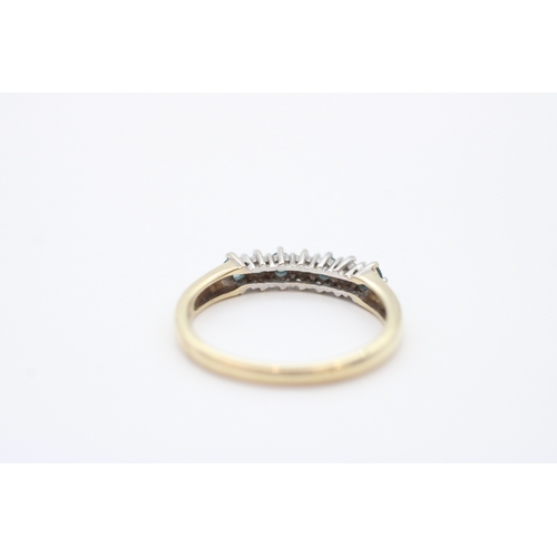 54 - 9ct gold diamond and blue topaz set eternity ring (1.8g) Size M