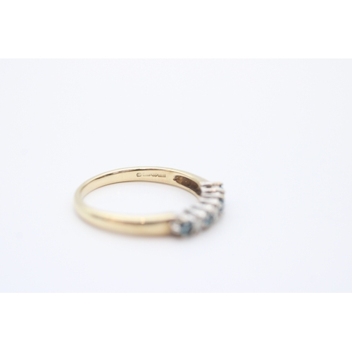 54 - 9ct gold diamond and blue topaz set eternity ring (1.8g) Size M