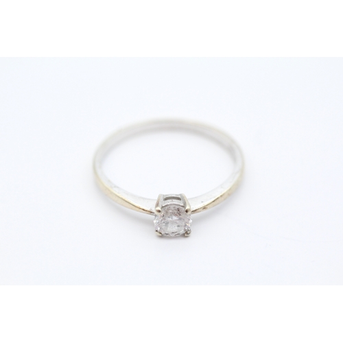 60 - 9ct white gold diamond solitaire ring (2.4g) - as found Size U