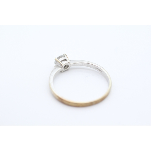60 - 9ct white gold diamond solitaire ring (2.4g) - as found Size U