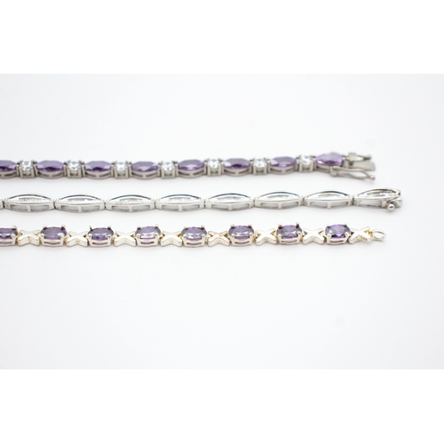 Collection of Sterling Silver CZ Tennis Bracelets x 3 (28g)