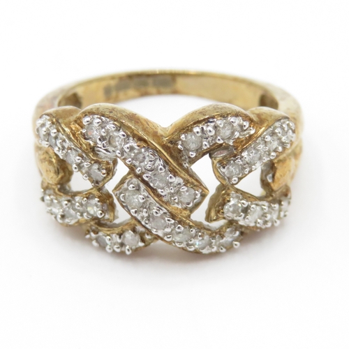 9ct gold diamond dress ring (3.5g) Size K 1/2