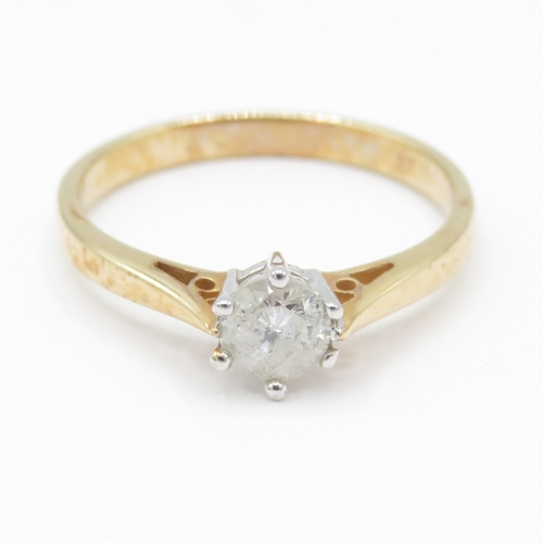 9ct gold diamond set solitaire ring (2g) Size L 1/2