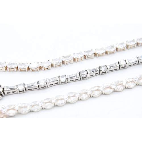 Collection of Sterling Silver Bracelets inc. Clear Gemstone x 3 (46g)