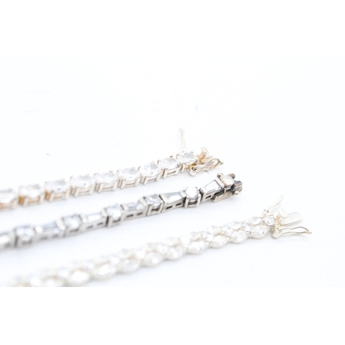 Collection of Sterling Silver Bracelets inc. Clear Gemstone x 3 (46g)