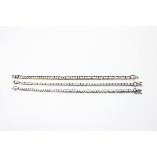 Collection of Sterling Silver Clear Gemstone Tennis Bracelets x 2 (44g)